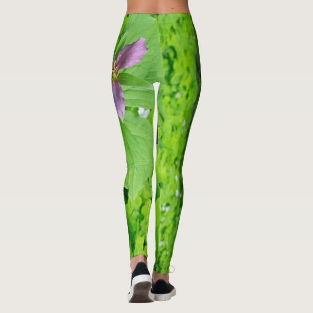 Pink Trillium Flower Leggings (Back)