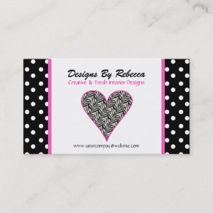 Pink Trim Zebra Print Heart Business Card