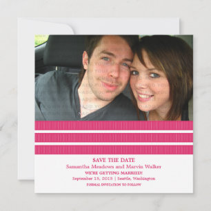 Pink Triple Stripe Photo Save the Date Invite