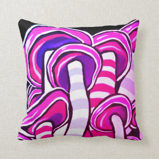 Pink Trippy Psychedelic Mushrooms Hippie Print Cushion