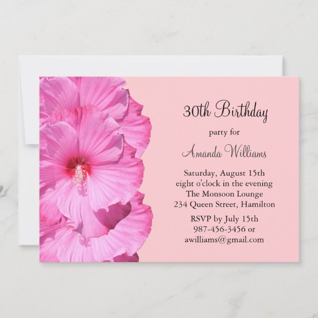 Pink Tropical 30th Birthday Invitation (Front)