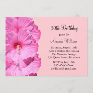 Pink Tropical 30th Birthday Invitation
