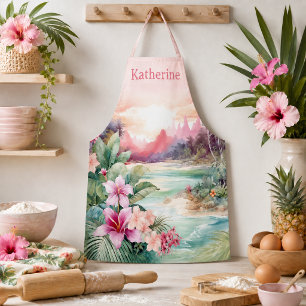 Pink Tropical Beach Apron
