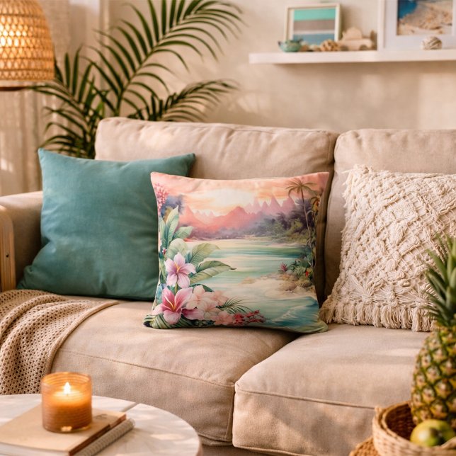 Pink Tropical Beach Cushion (Creator Uploaded)