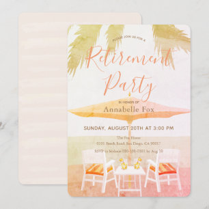 Pink Tropical Beach Retirement Party Invitation