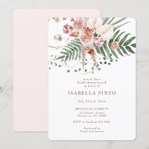 Pink Tropical Boho Floral Bridal Shower Invitation