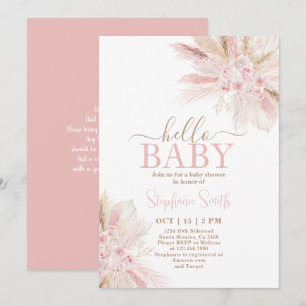 Pink Tropical Desert Baby Shower Girl Invitation