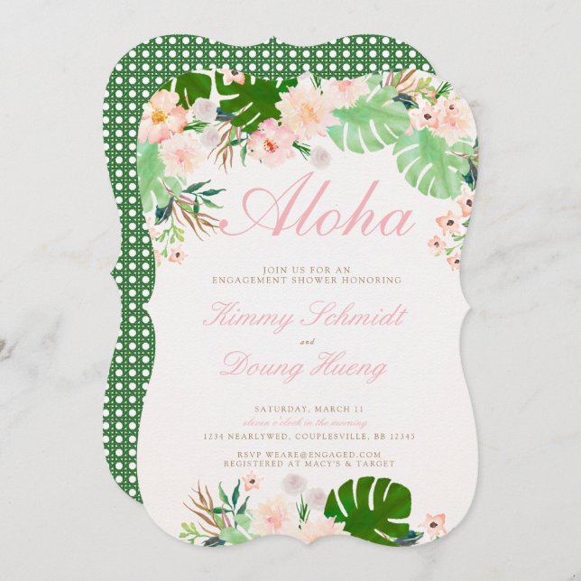 Pink Tropical Engagement Invite (Front/Back)