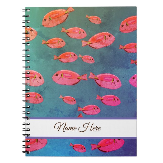 Pink Tropical Fish Art Spiral Photo Notebook (Front)