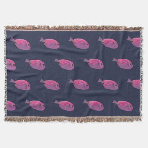 Pink Tropical Fish  Throw Blanket