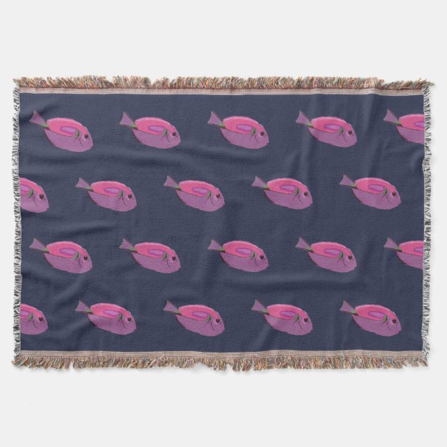 Pink Tropical Fish  Throw Blanket (Front)