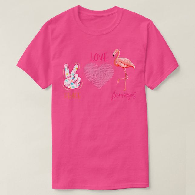 Pink Tropical Flamingo Hippie Flamingo T-Shirt (Design Front)