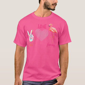 Pink Tropical Flamingo Hippie Flamingo T-Shirt