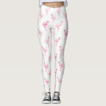 Pink Tropical Flamingo Summer Pattern Leggings<br><div class="desc">Cool Pink Tropical Flamingo Pattern on White Background.The Pink Flamingo Bird Print makes a great gift for a wild tropical summer party.</div>