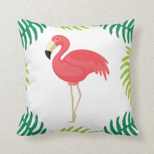 Pink Tropical Flamingo Throw Pillow