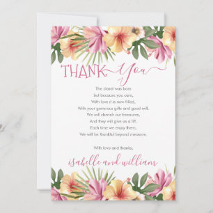 Pink Tropical Floral Blooms Baby Shower Thank You