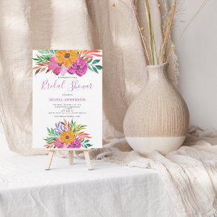 Pink Tropical Floral Bridal Shower Invitation