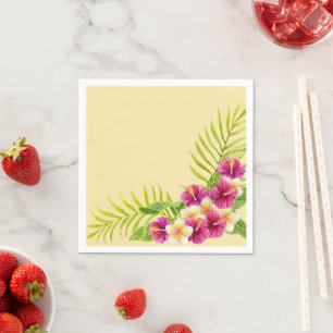 Pink Tropical Floral Luau Birthday Party Napkin