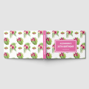 Pink Tropical Floral Luau Party birthday Guest Book