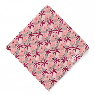 Pink Tropical Floral Pattern Personalised Pet Bandana