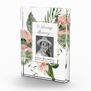 Pink Tropical Floral Sympathy Memorial Photo Block