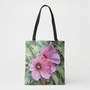Pink Tropical Flowers Art Tote Bag