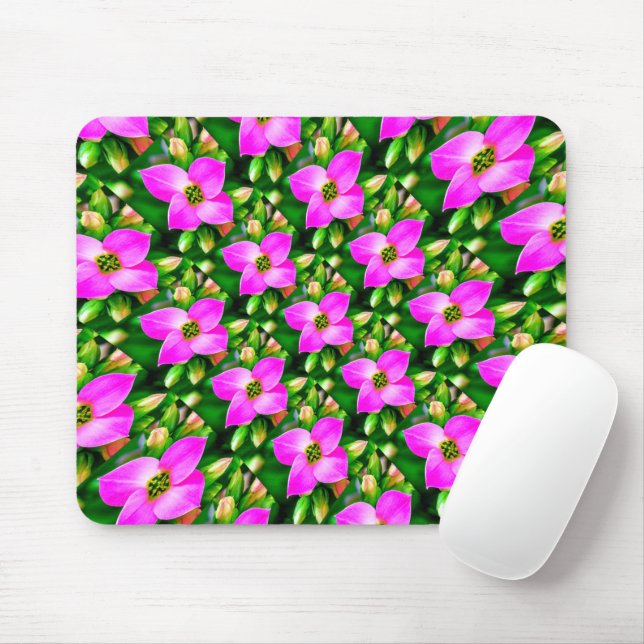 Pink Tropical Flowers Pattern Mouse Mat (With Mouse)