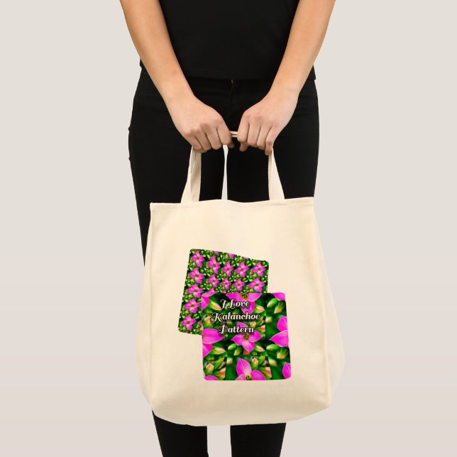 Pink Tropical Flowers Pattern Tote Bag (Front (Product))