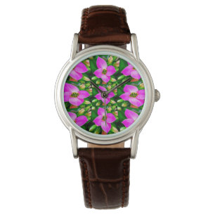 Pink Tropical Flowers Pattern Watch
