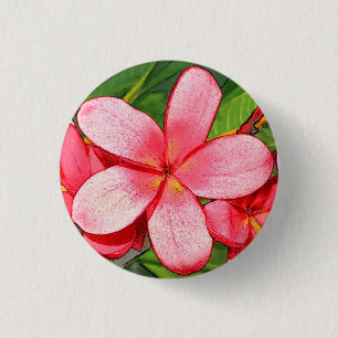 Pink Tropical Frangipani Art 3 Cm Round Badge