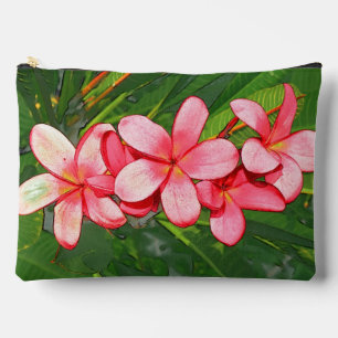 Pink Tropical Frangipani Art Accessory Pouch