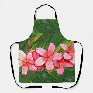 Pink Tropical Frangipani Art Apron