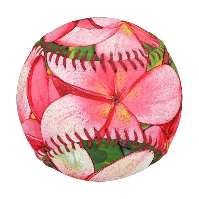Pink Tropical Frangipani Art Baseball (Front)