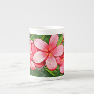 Pink Tropical Frangipani Art Bone China Mug