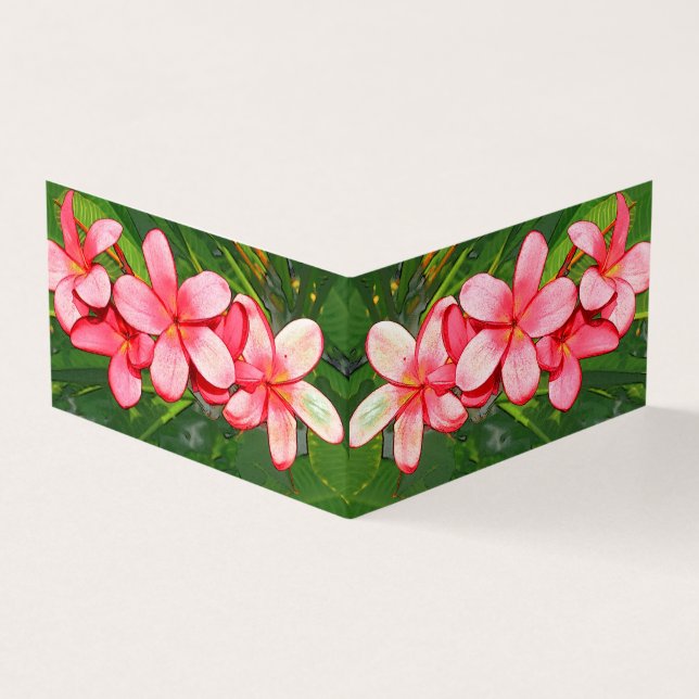 Pink Tropical Frangipani Art Business Card (Outside)