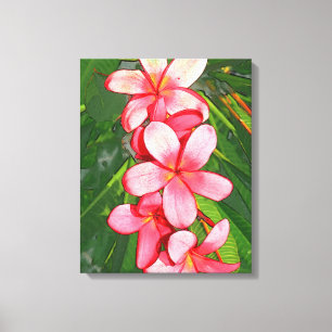 Pink Tropical Frangipani Art Canvas Print