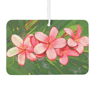 Pink Tropical Frangipani Art Car Air Freshener