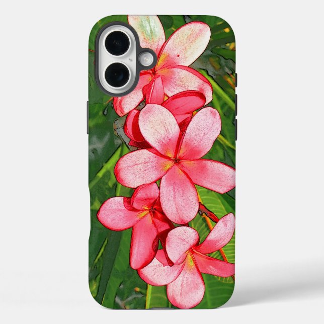 Pink Tropical Frangipani Art Case-Mate iPhone Case (Back)