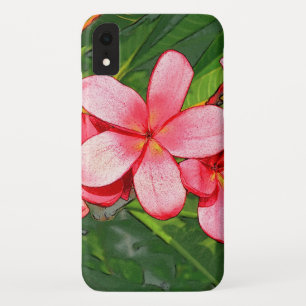 Pink Tropical Frangipani Art iPhone XR Case