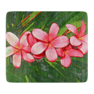 Pink Tropical Frangipani Art Cutting Board