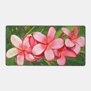Pink Tropical Frangipani Art Desk Mat