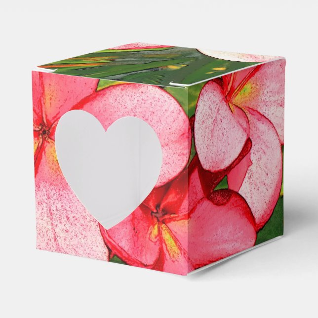 Pink Tropical Frangipani Art Favour Box (Front Side)