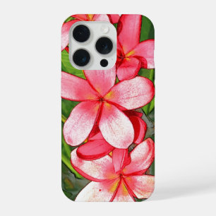 Pink Tropical Frangipani Art iPhone 15 Pro Case