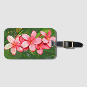 Pink Tropical Frangipani Art Luggage Tag
