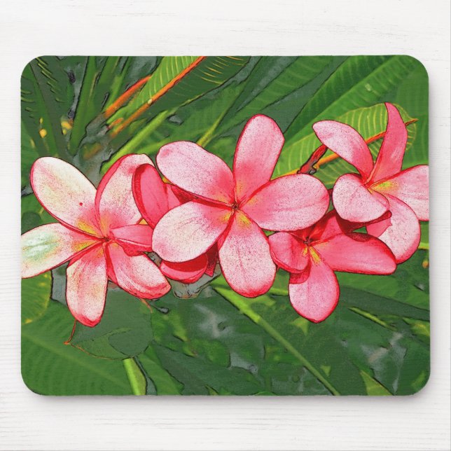 Pink Tropical Frangipani Art Mouse Mat (Front)