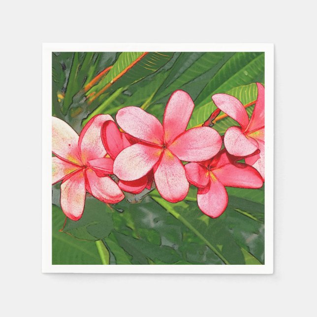 Pink Tropical Frangipani Art Napkin (Front)