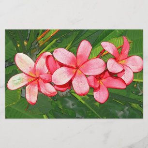 Pink Tropical Frangipani Art Stationery