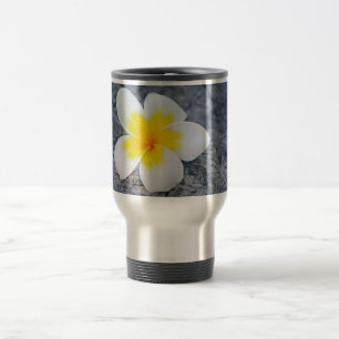 Pink Tropical Frangipani Art Travel Mug