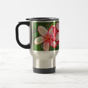 Pink Tropical Frangipani Art Travel Mug