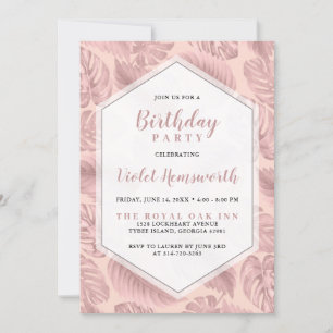 Pink Tropical Geometric Birthday Invitation